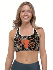  Spider Web Print Crop Tank Top