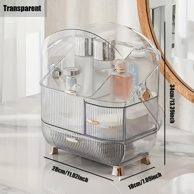 Large Capacity Waterproof Makeup Organizer with Skincare Storage