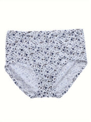 4 Pack Plus Size Panties Set Women's Plus Ditsy Floral Print High Waist
