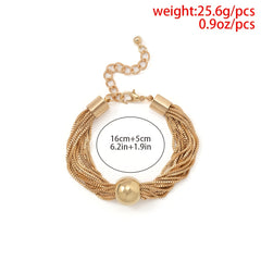 Punk Style Layer Chain Bracelet Vintage Big Ball Hand Jewelry Women Girls