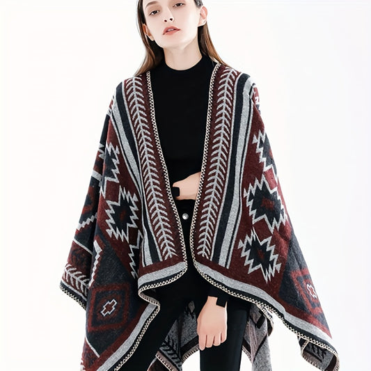 Vintage Puzzle Jacquard Shawl Thick Boho Wrap