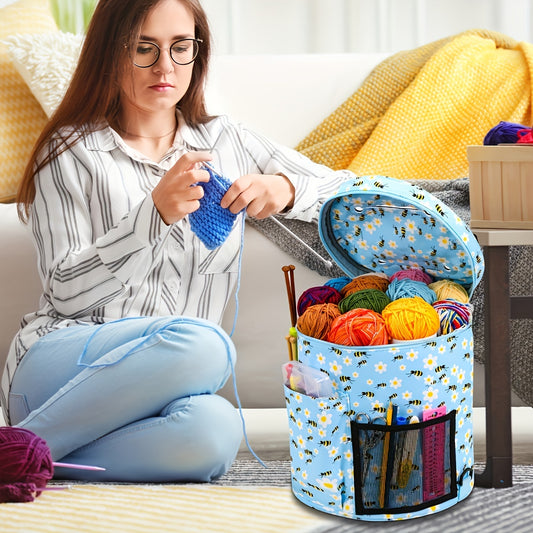 Large Capacity Yarn Bag Bee Print Storage Bag