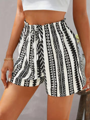 Geo Print Drawstring Shorts for Women