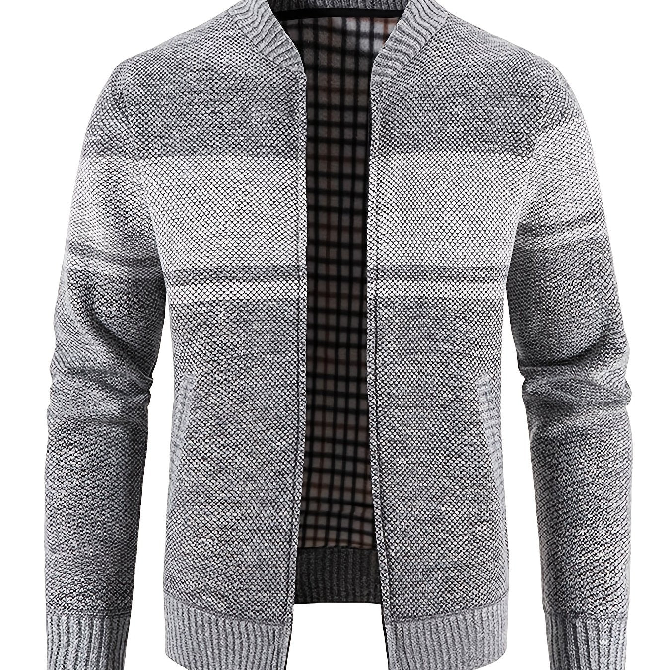 Men's Cable Knit Turtleneck Sweater Full Zip Jacket