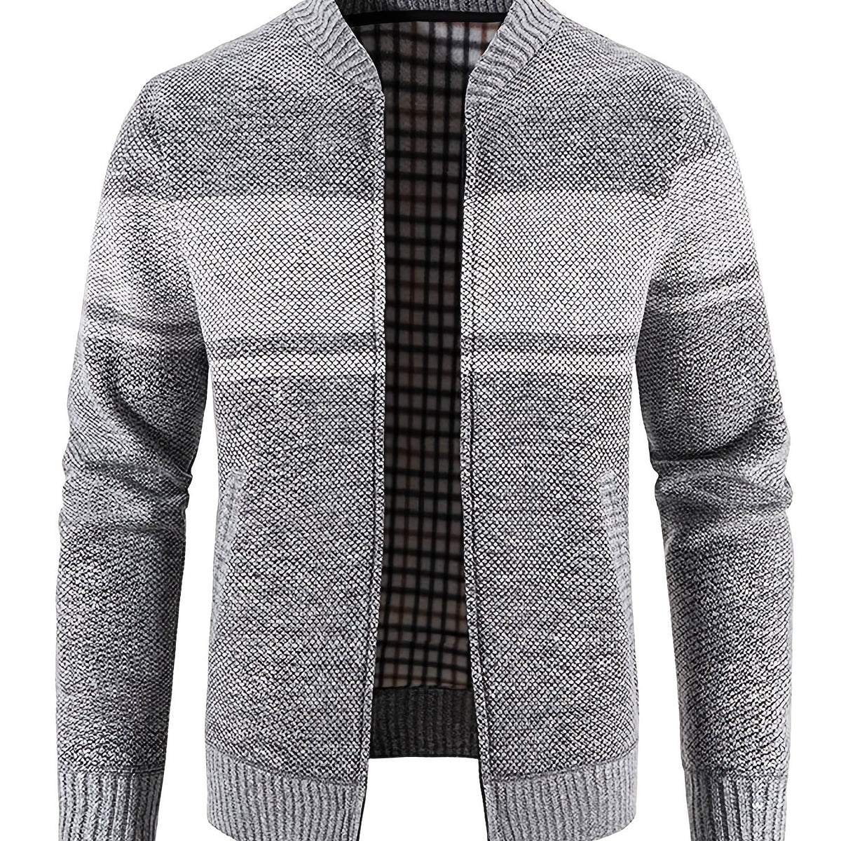 Men's Cable Knit Turtleneck Sweater Full Zip Jacket