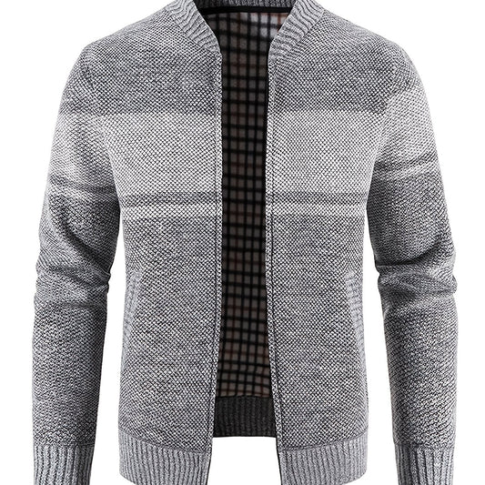 Men's Cable Knit Turtleneck Sweater Full Zip Jacket