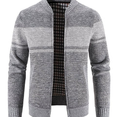 Men's Cable Knit Turtleneck Sweater Full Zip Jacket