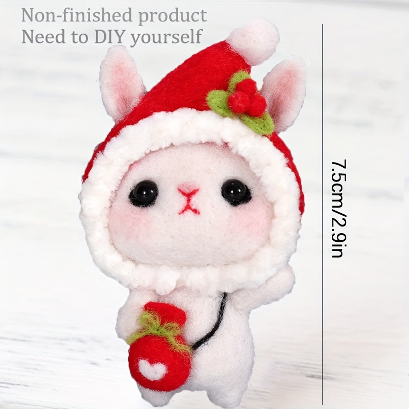 Christmas Hat Rabbit Felt DIY Package Holiday Gift Doll Decoration Sewing Materi