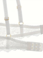Sultry Lace Push Up Bra Bow Tie Semi Sheer Lingerie