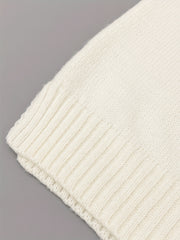  Solid Button Decor Round Neck Sweater