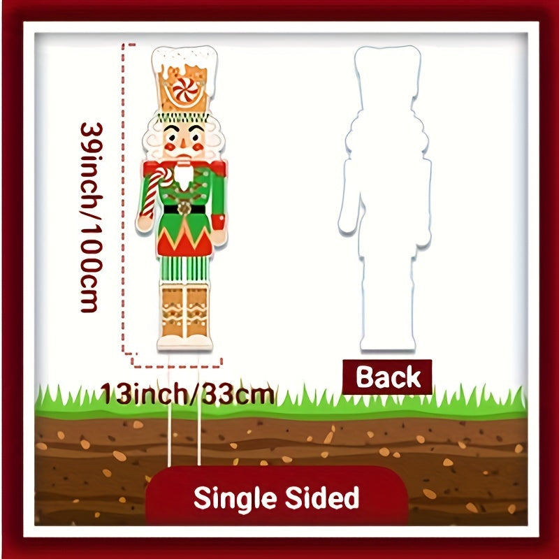 2pcs Large Christmas Nutcracker Yard Sign With Stakes for Outdoor Soldier Decor