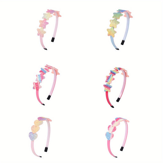 6pcs Star Heart Sequin Hair Hoop Hair Accessories Girls