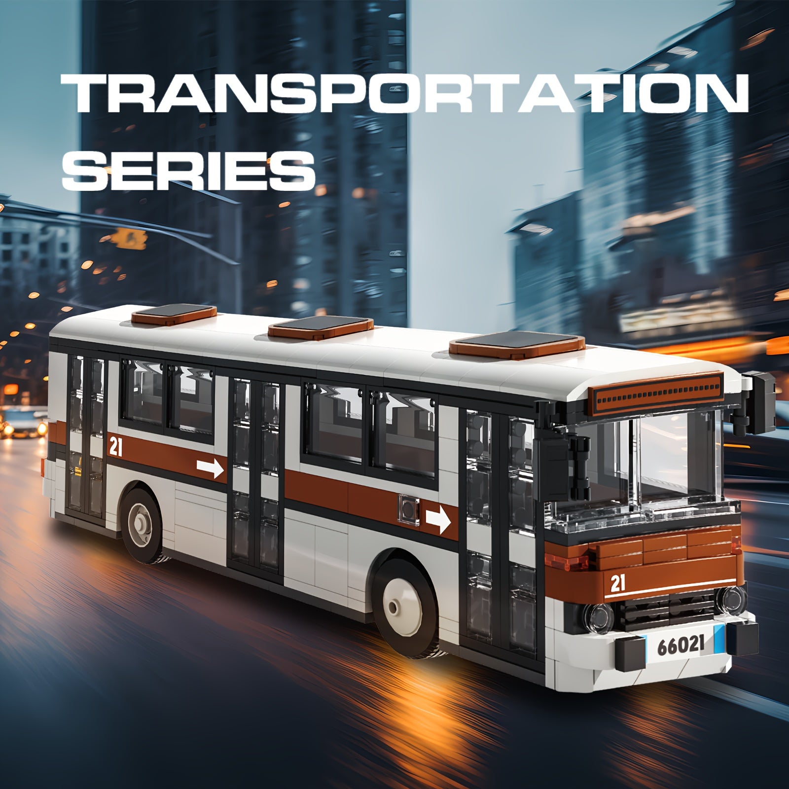 City Bus Model Vehicle Building Block Set Toy Kit