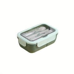 3-grid Insulated Lunch Box w/ Tableware - Leakproof Food Container for Office