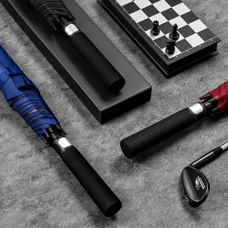Large Automatic Double Layer Umbrella Straight Handle Waterproof Windproof
