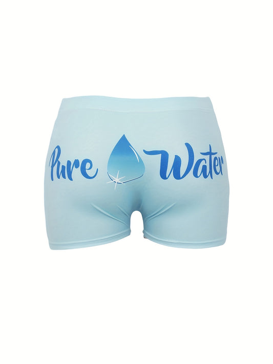 Pure Water Print Skinny Yoga Shorts for Spring & Summer