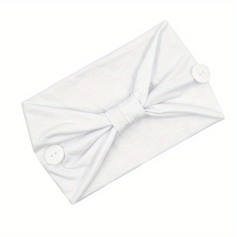 Solid Knotted Button Headband for Women