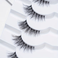7 Pairs Reusable Fishtail Style False Eyelashes 15mm Lash Extension