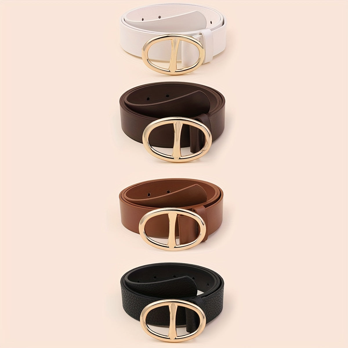 4pcs Double D Buckle Belt Casual Jeans Pants Belt for Women