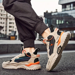 Men's High Top Lace Up Basketball Shoes Shock Absorption Comfortable Sneakers