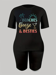 2pcs Summer Casual Sports Sets T-shirts & Shorts Women's Activew