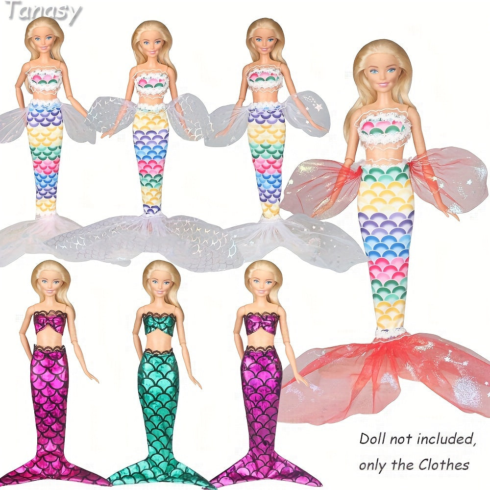 Doll Mermaid Swimsuit Bathing Suit Random Colorful Bikini Swimwear Beach Clothes
