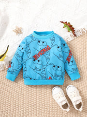 Girls Dinosaur Print Long Sleeve Pullover Sweatshirt