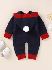 Hooded Knitted Sweater Romper for Infants