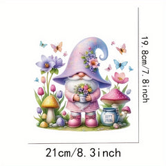 Whimsical Gnome and Floral PVC Heat Transfer Stickers for DIY