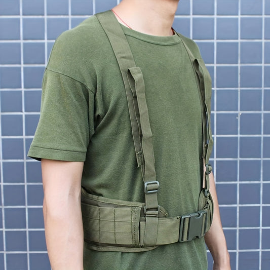 Tactical Waist Support with Suspenders and Padded Molle Belt