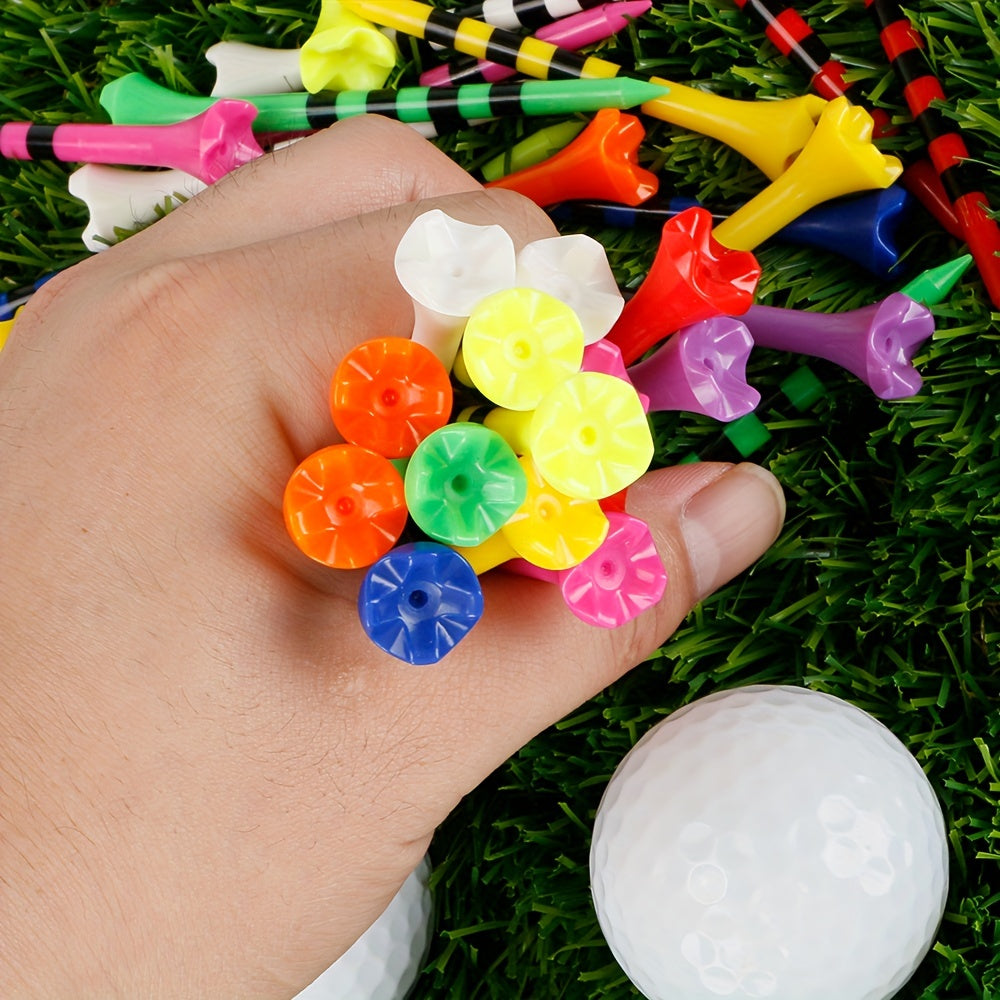 50pcs Mixed Plastic Golf Tee Reduce Friction & Side Spin Golf Reusable