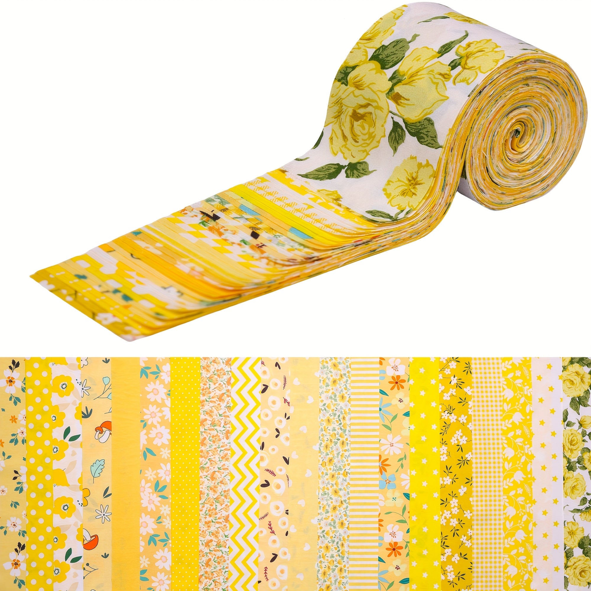 40pcs Yellow Series Quilting Fabric Strips 6x42cm for Patchwork DIY Crafts