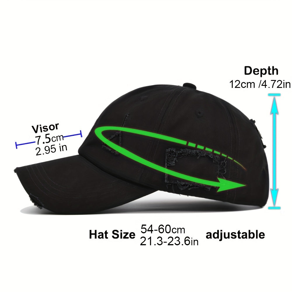 Ripped Baseball Cap Adjustable Cotton Dad Hat Casual Sun Hats