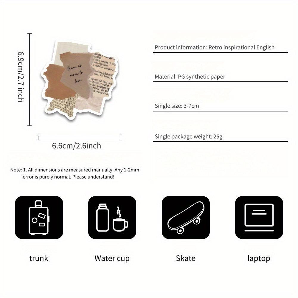 Retro Inspirational English Text Stickers DIY Handbook Collage