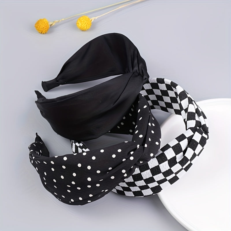 Polka Dot Checkered Headband Hair Band for Women Girls