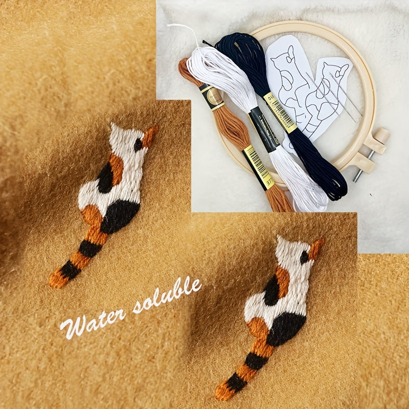 2pcs Cat Clothes With Embroidery And Stickers DIY Set