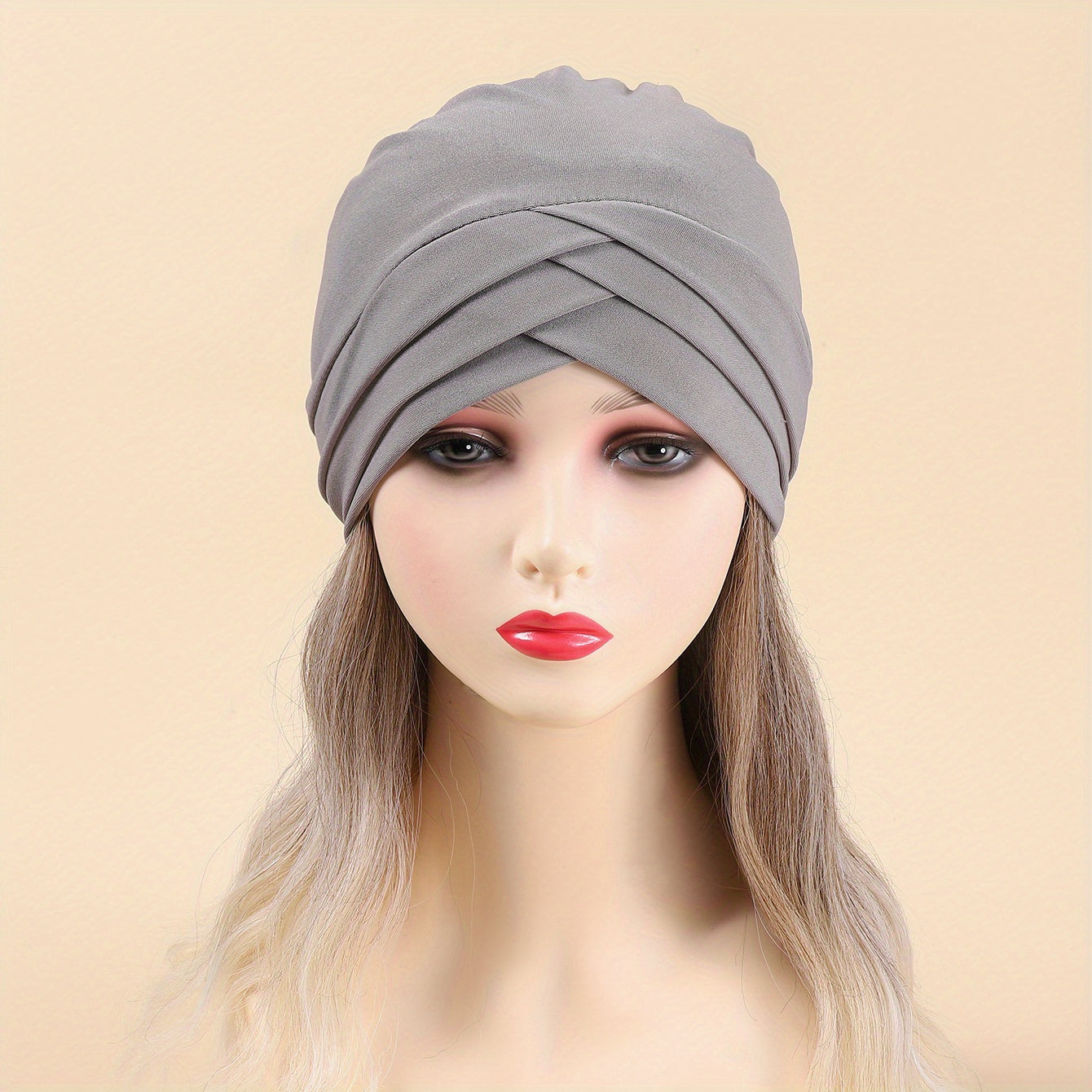 Three Layer Cross Turban Cap Solid Casual Head Wrap Bonnet