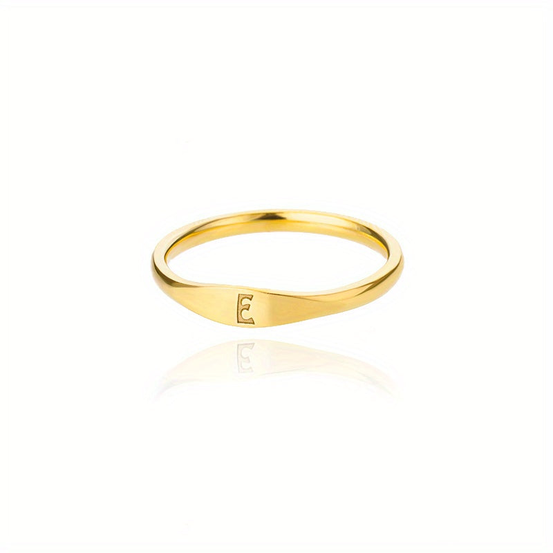 Golden & Platinum Stainless Steel Men's 26 Letters Carved Ring
