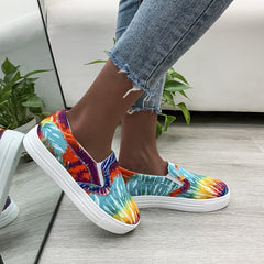 Women's Cartoon Print Canvas Loafers Lightweight Slip On Shoes