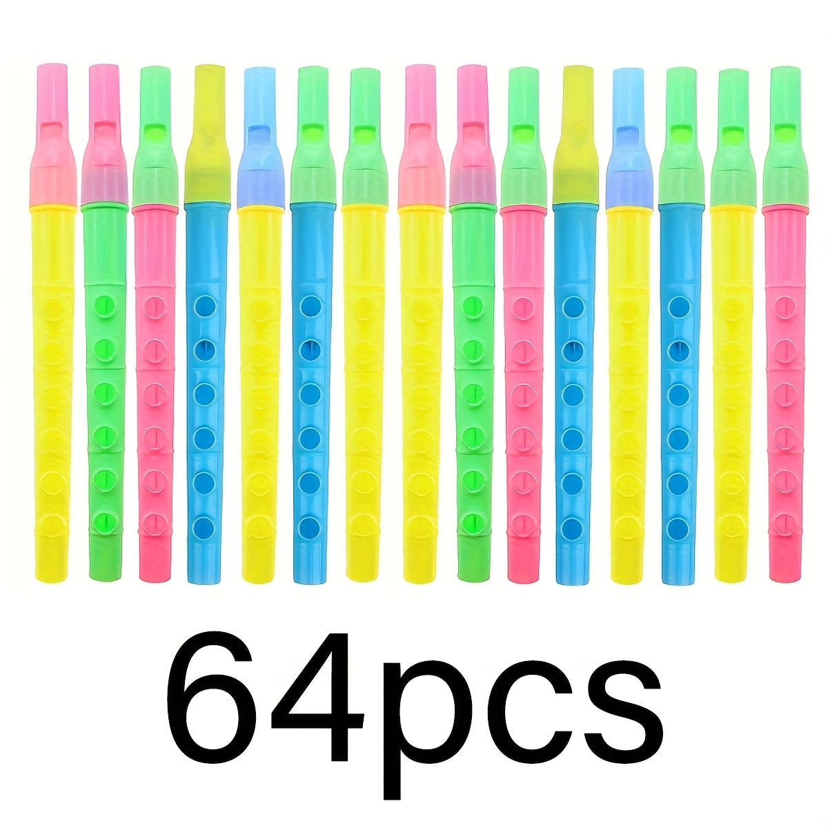 64-Piece Colorful Plastic Flutes Mini Recorder Toys