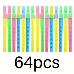 64-Piece Colorful Plastic Flutes Mini Recorder Toys