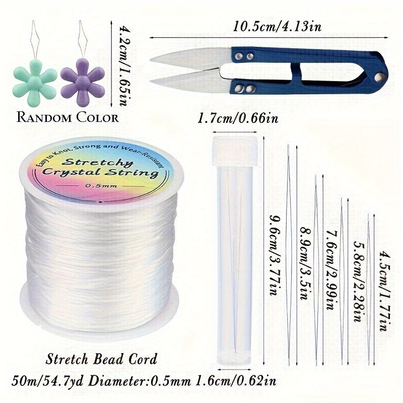 0.5mm Elastic Bracelet String with Needles and Scissors