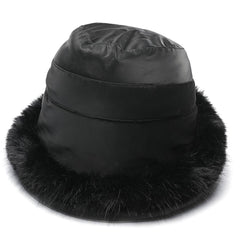 Fluffy Faux Fur Winter Bucket Hat for Women