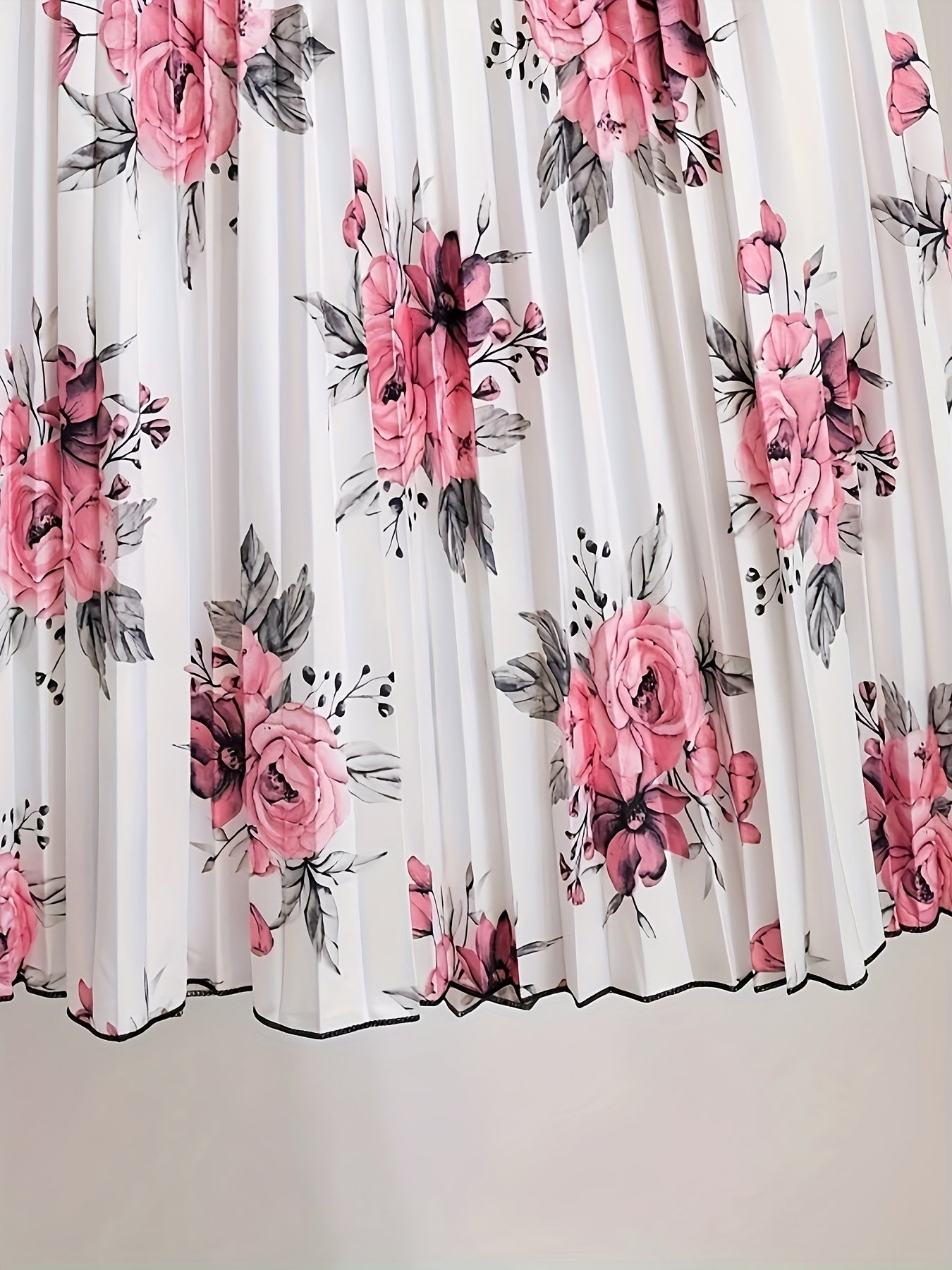 Floral Print High Rise Pleated Maxi Skirt