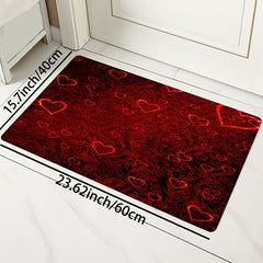 Romantic Red Rose and Red Heart Print Decorative Rug