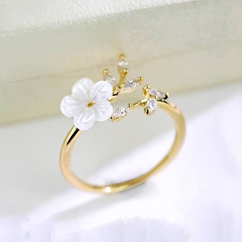 Flower Leaf Ring Wedding Engagement Party Jewelry Gift
