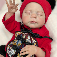 18 Inch Lifelike Reborn Girl Doll with Red Floral Onesie