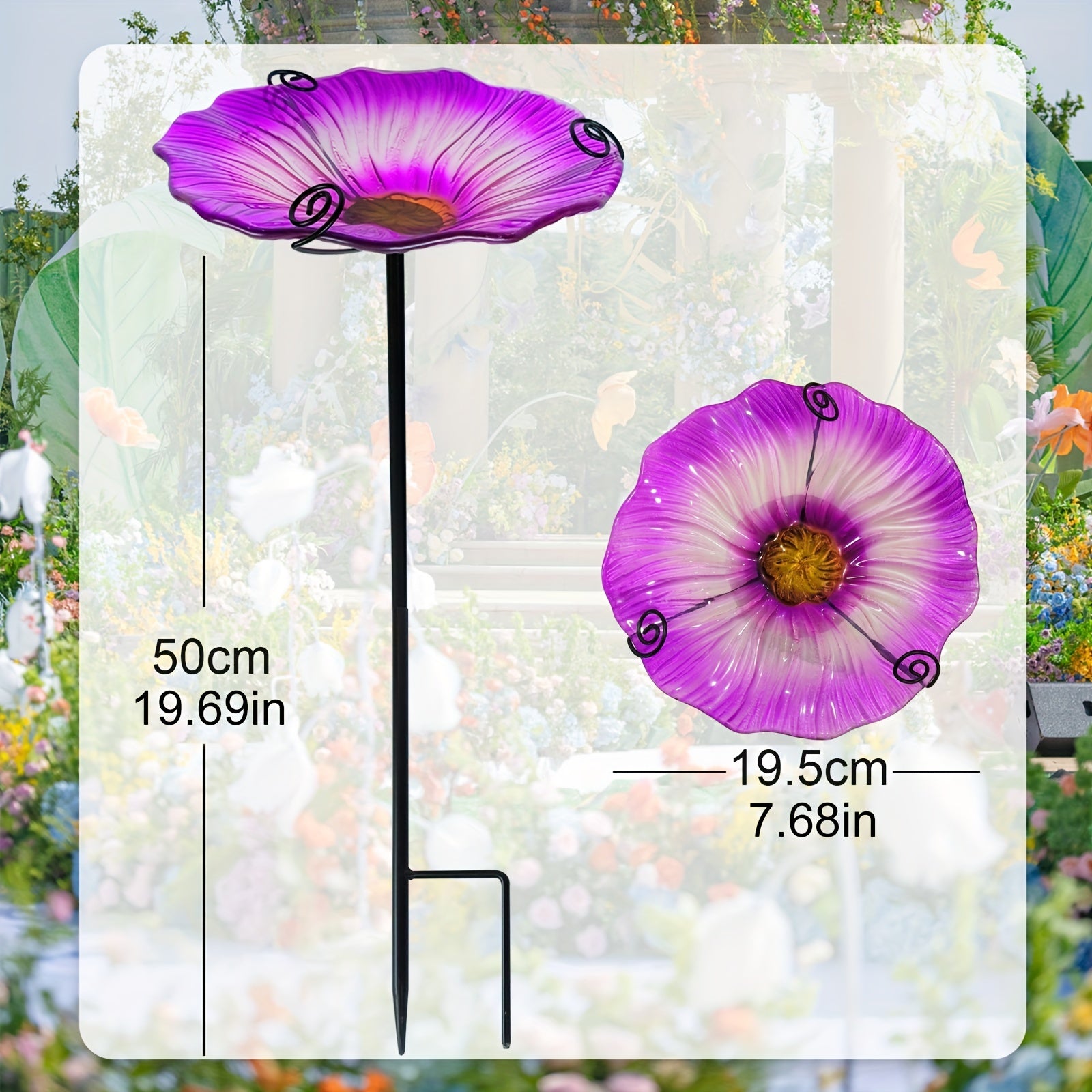 Metal Bird Feeder Stake for Garden Patio - Attractive Bird Bath & Seed Platform
