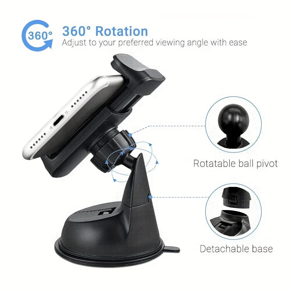 360 Rotating Mobile Phone Stand Windshield Car iPhone Smartphone Holder