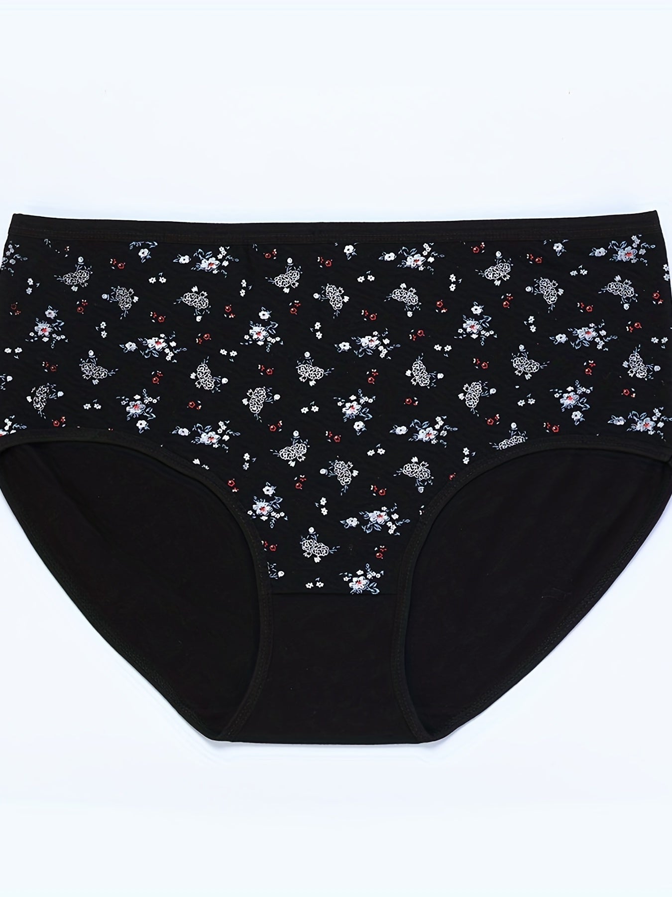 4 Pack Plus Size Panties Set Women's Plus Floral Print High Waist Soft